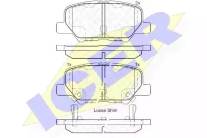 182118 ICER Комплект тормозных колодок, дисковый тормоз