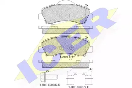 182131-067 ICER Комплект тормозных колодок, дисковый тормоз