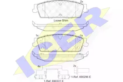 182139 ICER Комплект тормозных колодок, дисковый тормоз