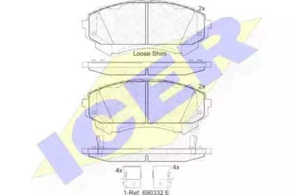 182140 ICER Комплект тормозных колодок, дисковый тормоз