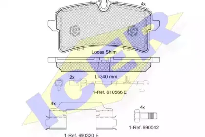 182159 ICER Комплект тормозных колодок, дисковый тормоз