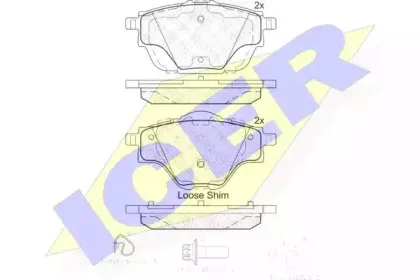 182161 ICER Комплект тормозных колодок, дисковый тормоз