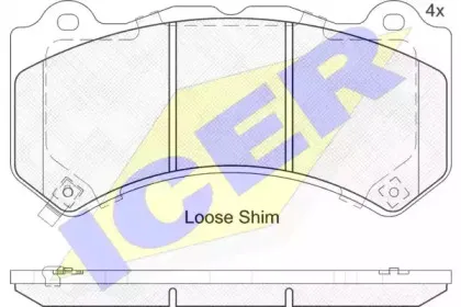 182164 ICER Комплект тормозных колодок, дисковый тормоз
