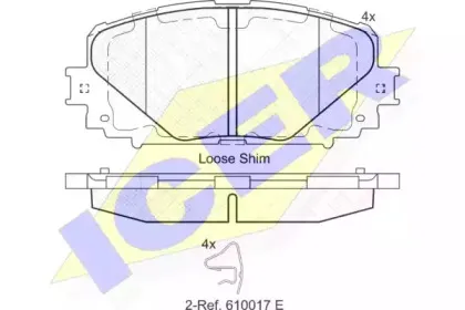182168 ICER Комплект тормозных колодок, дисковый тормоз