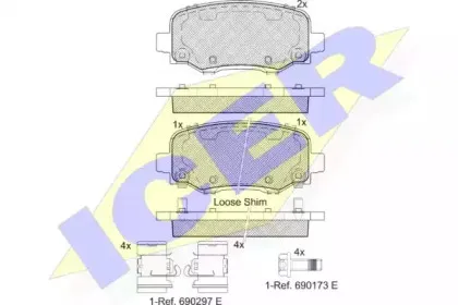 182176-203 ICER Комплект тормозных колодок, дисковый тормоз