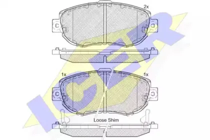 182203 ICER Комплект тормозных колодок, дисковый тормоз