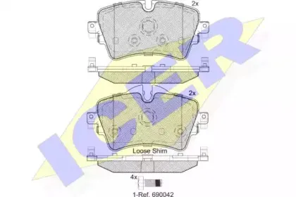 182211 ICER Комплект тормозных колодок, дисковый тормоз