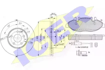 31675-0415 ICER Комплект тормозов, дисковый тормозной механизм