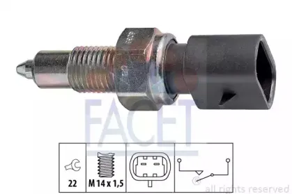 7.6038 FACET Выключатель, фара заднего хода