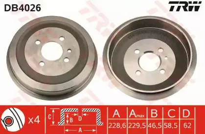DB4026 TRW Тормозной барабан