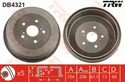 DB4321 TRW Тормозной барабан