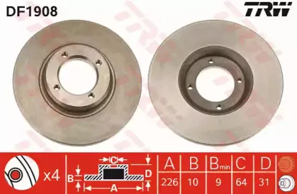 DF1908 TRW Тормозной диск