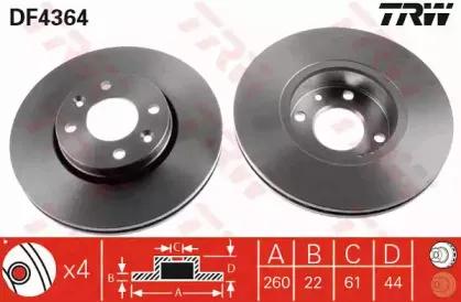 DF4364 TRW Тормозной диск