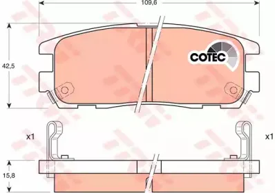 GDB1187 TRW Комплект тормозных колодок, дисковый тормоз