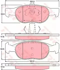 GDB1382 TRW Комплект тормозных колодок, дисковый тормоз
