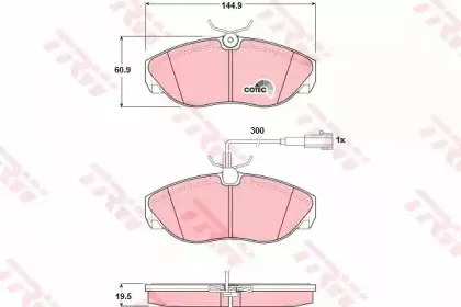 GDB1425 TRW Комплект тормозных колодок, дисковый тормоз