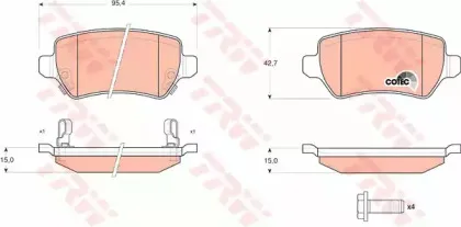 GDB1515 TRW Комплект тормозных колодок, дисковый тормоз
