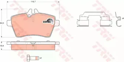 GDB1630 TRW Комплект тормозных колодок, дисковый тормоз