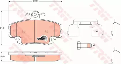 GDB1634 TRW Комплект тормозных колодок, дисковый тормоз