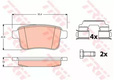 GDB1786 TRW Комплект тормозных колодок, дисковый тормоз