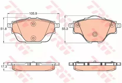 GDB2034 TRW Комплект тормозных колодок, дисковый тормоз
