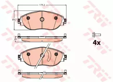 GDB2114 TRW Комплект тормозных колодок, дисковый тормоз