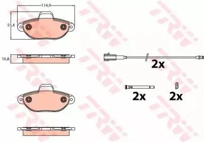 GDB2141 TRW Комплект тормозных колодок, дисковый тормоз
