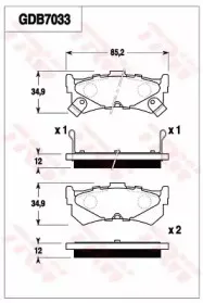 GDB7033 TRW Комплект тормозных колодок, дисковый тормоз