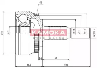 6554 KAMOKA Шарнирный комплект, приводной вал