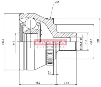 6560 KAMOKA Шарнирный комплект, приводной вал