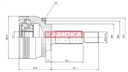 7056 KAMOKA Шарнирный комплект, приводной вал