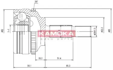 7140 KAMOKA Шарнирный комплект, приводной вал