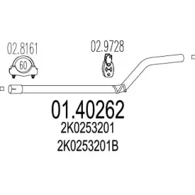 01.40262 MTS Труба выхлопного газа