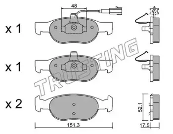 081.0 TRUSTING Комплект тормозных колодок, дисковый тормоз