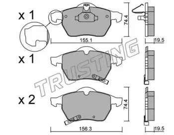 120.2 TRUSTING Комплект тормозных колодок, дисковый тормоз