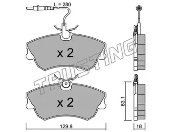 231.0 TRUSTING Комплект тормозных колодок, дисковый тормоз