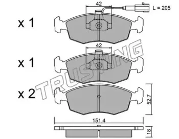283.0 TRUSTING Комплект тормозных колодок, дисковый тормоз