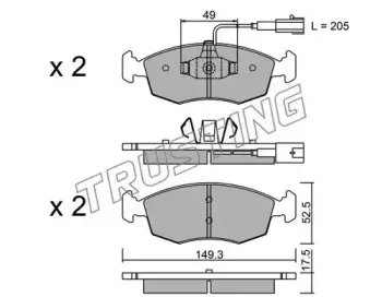 283.4 TRUSTING Комплект тормозных колодок, дисковый тормоз