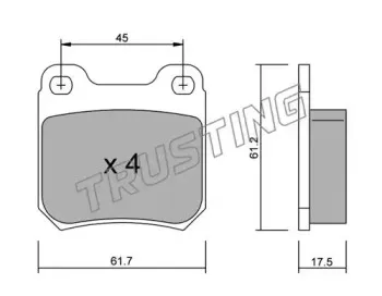 284.1 TRUSTING Комплект тормозных колодок, дисковый тормоз
