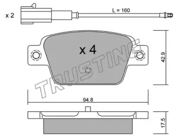 332.1 TRUSTING Комплект тормозных колодок, дисковый тормоз