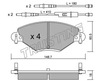 340.0 TRUSTING Комплект тормозных колодок, дисковый тормоз