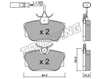 355.2 TRUSTING Комплект тормозных колодок, дисковый тормоз