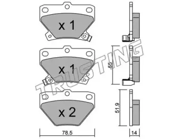 439.0 TRUSTING Комплект тормозных колодок, дисковый тормоз
