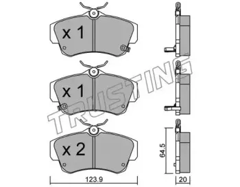 537.0 TRUSTING Комплект тормозных колодок, дисковый тормоз