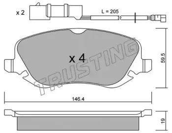 545.0 TRUSTING Комплект тормозных колодок, дисковый тормоз