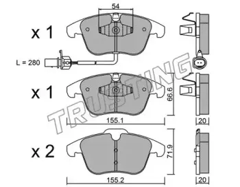 691.2 TRUSTING Комплект тормозных колодок, дисковый тормоз