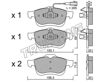 840.0 TRUSTING Комплект тормозных колодок, дисковый тормоз