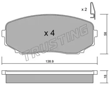 889.0 TRUSTING Комплект тормозных колодок, дисковый тормоз