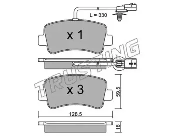 916.0 TRUSTING Комплект тормозных колодок, дисковый тормоз