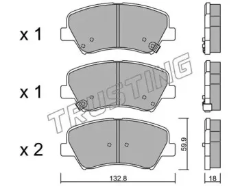 960.0 TRUSTING Комплект тормозных колодок, дисковый тормоз